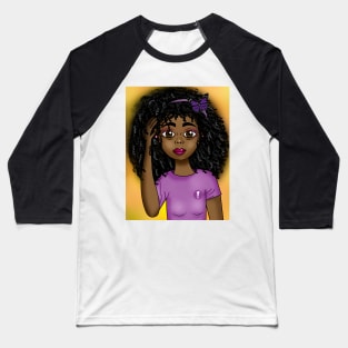 melanin poppin digital art cute anime style drawing Baseball T-Shirt